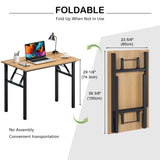 Need Folding Desk for Home Office 39-3/8'' Length Modern Folding Table Computer Desk No Install Needed Teak Color Desktop Black Frame, AC5BB(10060) Need
