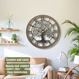 Micasso 32 in Large Tree of Life Wall Clock, Metal Black Modern Wall Clock with Solid Wood Frame, Oversized Non-Ticking Battery Operated Silent Clock for Office,Living Room,Kitchen Micasso
