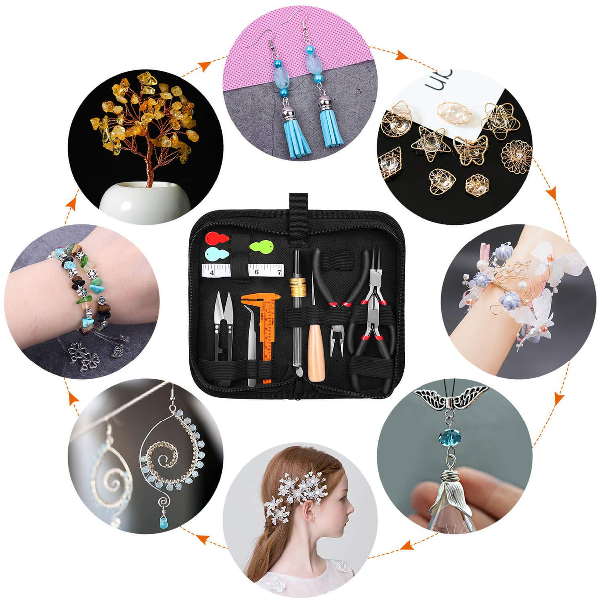 Audab Jewelry Making Kit with Tools, Wires, Charms and Findings for Jewelry Making and Repair Audab