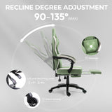 Dowinx Gaming Chair Breathable Fabric Computer Chair with Pocket Spring Cushion, Comfortable Office Chair with Gel Pad and Storage Bag,Massage Game Chair with Footrest,Green Dowinx