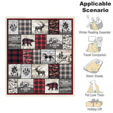 Belperan Wolf Bear and Deer Throw Blanket Rustic Cabin Decor Woodland Blanket Plaid Christmas Blanket Gifts for Women Southwestern Farmhouse Decor for Couch Bed Livingroom Belperan
