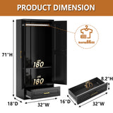 Polup Metal Armoire Wardrobe Closet with Drawer, 71“ Tall Wardrobe with Doors and Shelves, Metal Wardrobes Closet with Hanging Rod, for Bedroom, Black, Assembly Required Polup