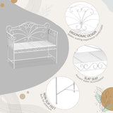 Outsunny 43" Garden Bench, Outdoor Patio Bench with Armrests, Metal Porch Bench for Backyard, Poolside, Lawn, Cream White Outsunny