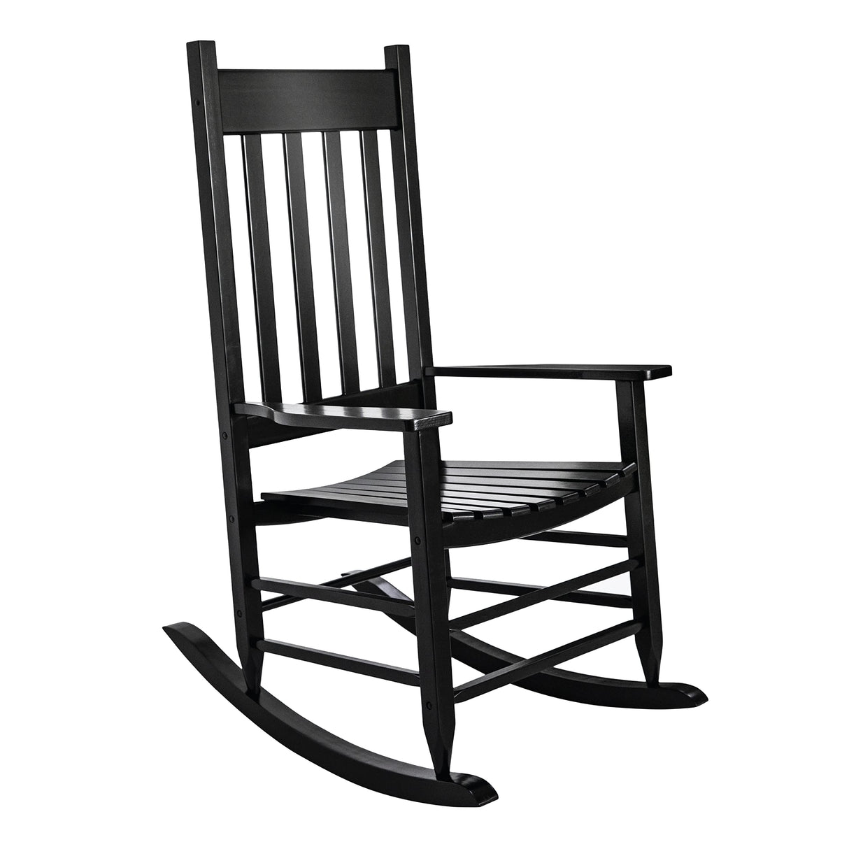HOMESTEAD Wooden Rocking Chair Outdoor Furniture - Acacia Solid Wood Black Rocking Chair Front Porch Furniture - FSC Certified Hardwood Indoor & Outdoor Adirondack Rocking Patio Rocker Porch Chairs HOMESTEAD