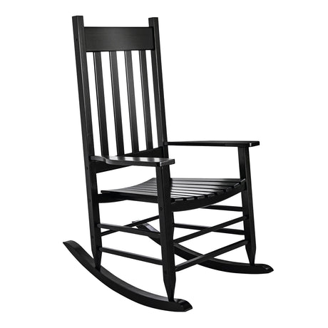 HOMESTEAD Wooden Rocking Chair Outdoor Furniture - Acacia Solid Wood Black Rocking Chair Front Porch Furniture - FSC Certified Hardwood Indoor & Outdoor Adirondack Rocking Patio Rocker Porch Chairs HOMESTEAD