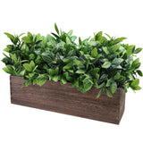 Winlyn 14" Artificial Boxwood Plants in Rectangular Wood Planter Farmhouse Greenery Arrangement Centerpiece Faux Potted Herb Plant for Wedding Dining Room Table Kitchen Windowsill Mantel Shelf Décor Winlyn