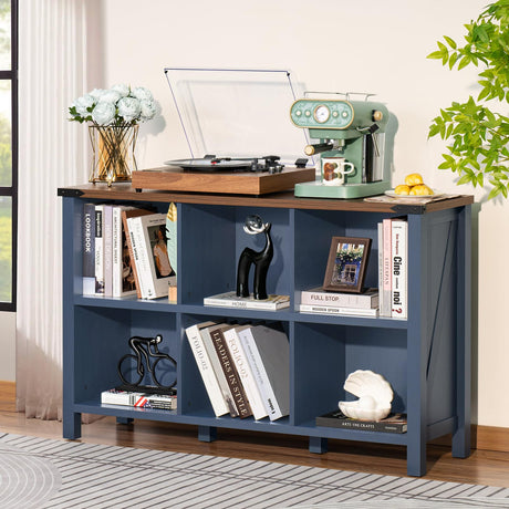 Joaxswe Rustic Navy Blue 6-Cube Bookcase & Storage Organizer Joaxswe