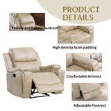 CANMOV Leather Recliner Chair Set of 2, Classic and Traditional Manual Recliner Chair with Overstuffed Arms and Back, Manual Single Sofa with Concealed Cup Holders,Beige CANMOV