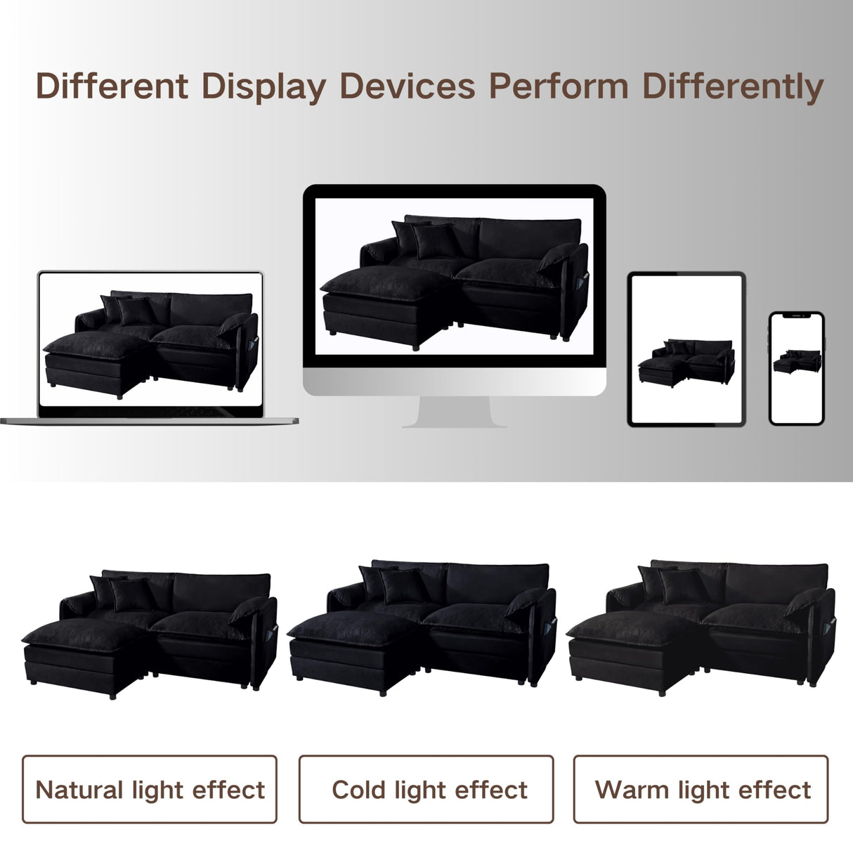 KEIKI 41" Cloud Couch Sofa Chair-Oversized Single Sofa with Storage, Modern Upholstered Deep Seating Armchair W/Pillow, Chenille Accent Chair for Living Room Bedroom Office, Black KEIKI