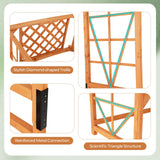 HAPPYGRILL Patio Garden Arbor with Bench, Wooden Garden Arch w/Pergola & 2 Trellises for Climbing Plants Vines Grapes, 48''W x 75''H 2-Person Outdoor Bench for Wedding Party Ceremony Backyard HAPPYGRILL