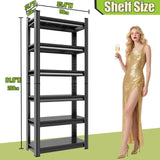 Notmise Book Shelf Adjustable 6-Tier Heavy Duty, Tall Black Metal Shelves, Storage Solution for Library Office (81.8" H * 35.4" W * 15.7" D) Notmise