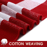 Christmas Red and White Plaid Rug, 28 x 43 Inches Cotton Hand-Woven Layered Door Mat for Front Porch, Entryway, Outdoor Holiday Decor, Washable Buffalo Check Rug for Home, Patio, Kitchen Homydecor