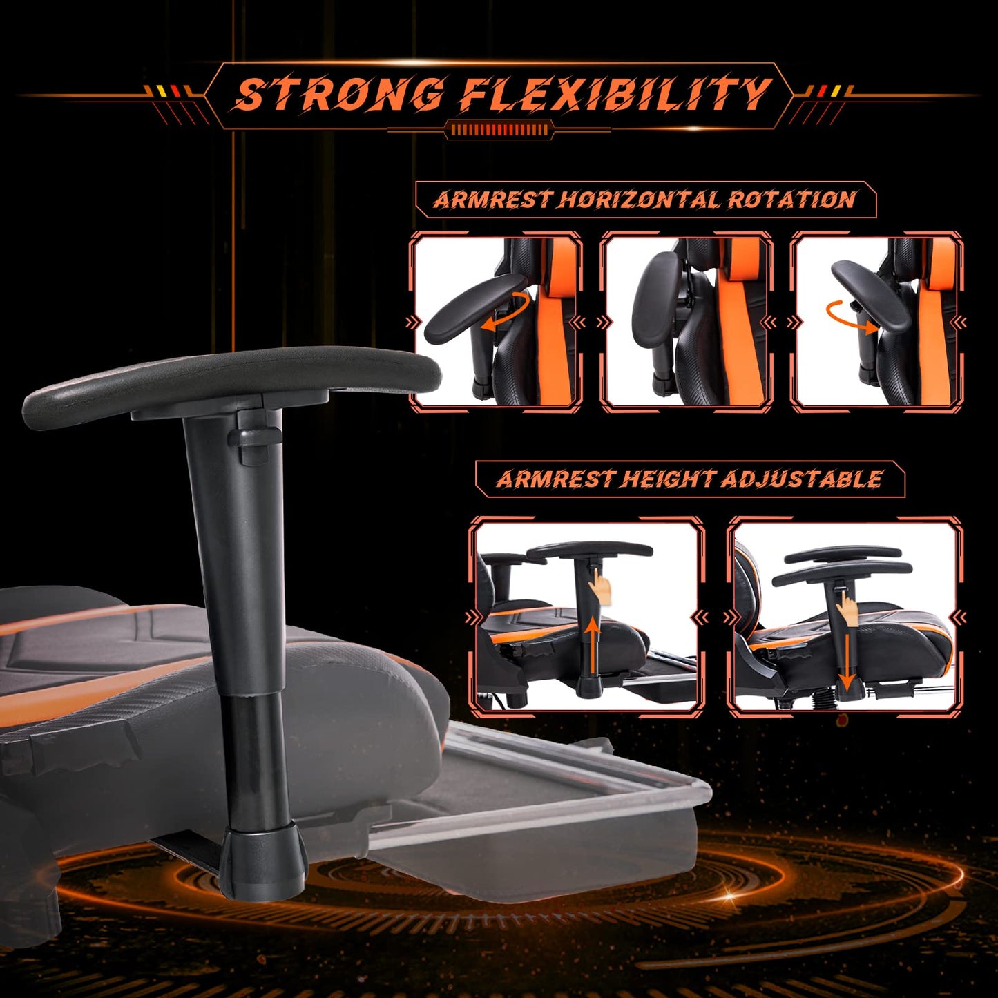 AA Products Gaming Chair Ergonomic High Back Computer Racing Chair Adjustable Office Chair with Footrest, Lumbar Support Swivel Chair - BlackOrange