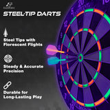 EastPoint Sports EastPoint Blacklight Dartboard - Official Size Bristle Dartboard with Glowing Segments and Dart Flights EastPoint Sports