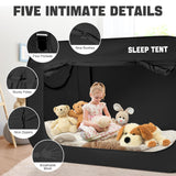 BORNA Bed Canopy Bed Tent Dream Tents Autism Shelter Cabin Indoor Sleeping Tents Privacy Warm Breathable Pop Up Twin Size Double Door with Mosquito Mesh Window for Kids and Adult (Black) BORNA