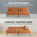 COMHOMA Convertible Futon Sofa Bed, 72″Fabric Futon Couch with Adjustable Backrest, Folding Sleeper Recliner for Living Room Furniture (Orange) COMHOMA