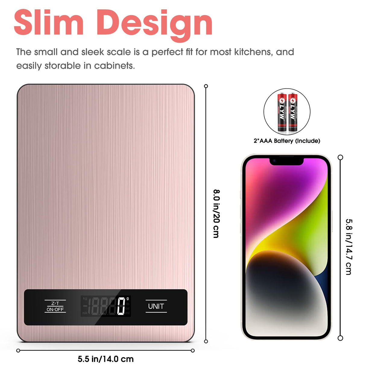 Suidreams Food Scale, 11lb Digital Kitchen Scale Weight Grams and Ounces for Baking, Cooking and Meal Prep, 1g / 0.1oz Precise Graduation with 6 Units and Tare Function, LCD Display & Stainless Steel SUIDREAMS