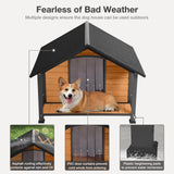 MEDEHOO Outdoor Weatherproof Dog House with Insulated - Large All-Around Iron Frame - Fir Wood Construction - Ideal for All Dog Breeds (Medium) MEDEHOO