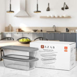 Razab LARGE 7.6 Cups/1800 ML/1.9 Qt Glass Loaf Pan with Lids (Set of 2) - Meatloaf Pan BPA free Airtight Lids Grip Handle Easy Carry, Microwave and Oven Safe - Loaf Pans For Baking Bread, Cakes Razab