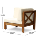 Christopher Knight Home Outdoor Acacia Wood 5 Seater Sectional Sofa Set with Water-Resistant Cushions, Teak and Beige Christopher Knight Home