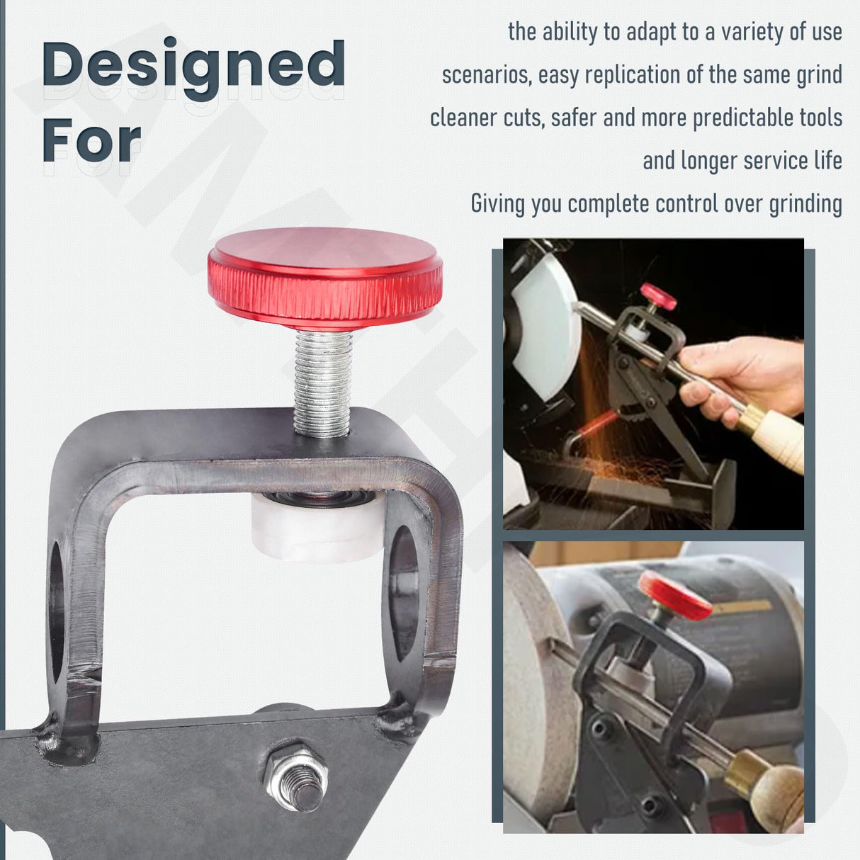 Vari-Grind Attachment, Woodturning Tool for Wolverine Grinding Jig Replace 2480, Enhanced Clamping Mechanism Holds Tools Firnly and Prevents Rolling. Works with Tools Up to 3/4"in Diameter AMTHKNO