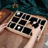 PH PandaHall 12 Slot Wooden Watch Organizer Tray Display Holder with Removable Velvet Pillows, Stackable Jewelry Bracelet Storage Tray for Drawer Showcase, Black PH PandaHall