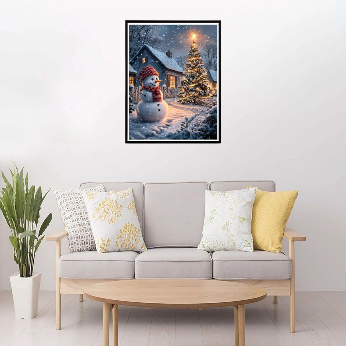 Diamond Art Kits for Adults Beginner, 5D Christmas Tree Diamond Painting Kits,Snowman Painting with Diamond,Full Round Drills Winter Gem Art for Christmas Wall Decor 12 x 16 in DIYDECORFUN