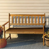 Acacia Wood Outdoor Bench - 705Lbs Capacity for Patio, Porch, and Garden BSTOPHKL