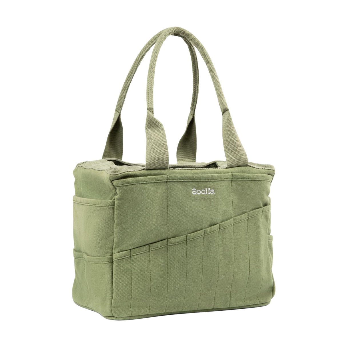 Soolla Studio Bag: Pottery Tool Bag, Art Supply Storage, Knitting Yarn Organizer, Crochet Projects, & Washable Craft Tote, 30 Pockets, 25+ Canvas Colors, Student Artist Gift (Ganja Green) Soolla
