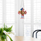 God Bless America Diamond Painting Hanging Ornament - Patriotic Cross with Eagle & American Flag - DIY 5D Diamond Art Kit with Chain - Independence Day Home Decor - Handmade Beaded Sun Catcher Gift AiYuanzsh