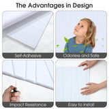 Coume 5 Pack Large Art Acoustic Panels Sound Absorbing 47x23.6x0.4 Inch Self Adhesive Sound Dampening Panels Noise Reduction Panels Decorative Sound Proof Wall Panels for Home Office Studio (White) Coume