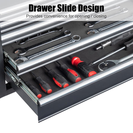 Winado 24" Portable Tool Box, 5 Drawers & Top Storage Tray Tool Box with Drawers, Lockable Metal Tool Chest Cabinet for Garage, Warehouse, Repair Shop & Home Winado