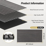 TONOR 2PCS Wood Slat Panels, 48” x 24”Adhesive Acoustic Panels for Wall, Decorative 3D Fluted Panels for Sound Absorbing, Soundproof Panels with Wood Finish for Living Room, Ebony Wood Black TONOR