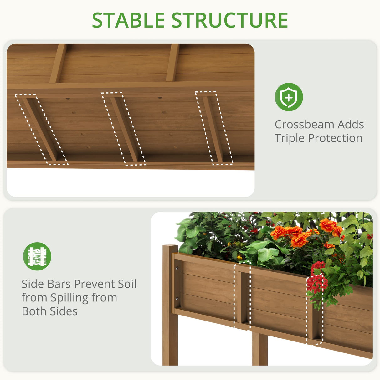 LUE BONA Raised Planter Box with Legs, 47 * 18 * 29 in, Raised Garden Bed with Tools and Storage Shelf, Weather Resistant, 3-Year Warranty, Standing Growing Bed Herb Planter for Vegetable, Brown LUE BONA