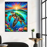 Sea Turtle Diamond Art Painting Kits for Adults, Full Drill Diamond Dots Paintings for Beginners, Round 5D Paint with Diamonds Pictures Gem Art Painting Kits DIY Crafts Kits 12x16inch WoodArtSupply