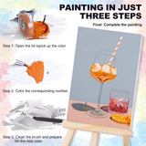 4 Pack Framed Paint by Numbers Kit for Adults Beginner with Wooden Easel, Cocktail Paint by Number Kits with Frame, DIY Acrylic Wine Glass Painting by Numbers for Home Wall Decor Gift 8x12 inch Yezavesu