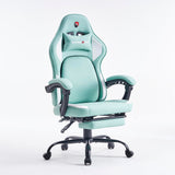 Fuqido Gaming Chair, Video Game Chairs with Movable Backrest, Ergonomic Computer Gaming Chair with Footrest and Lumbar Support, Height Adjustable Racing Chairs with Pocket Spring Cushion for Adults Fuqido