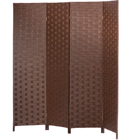 FDW Room Divider 4 Panel Wood mesh Woven Design Room Screen Divider Wooden Screen Folding Portable partition Screen Screen Wood for Home FDW