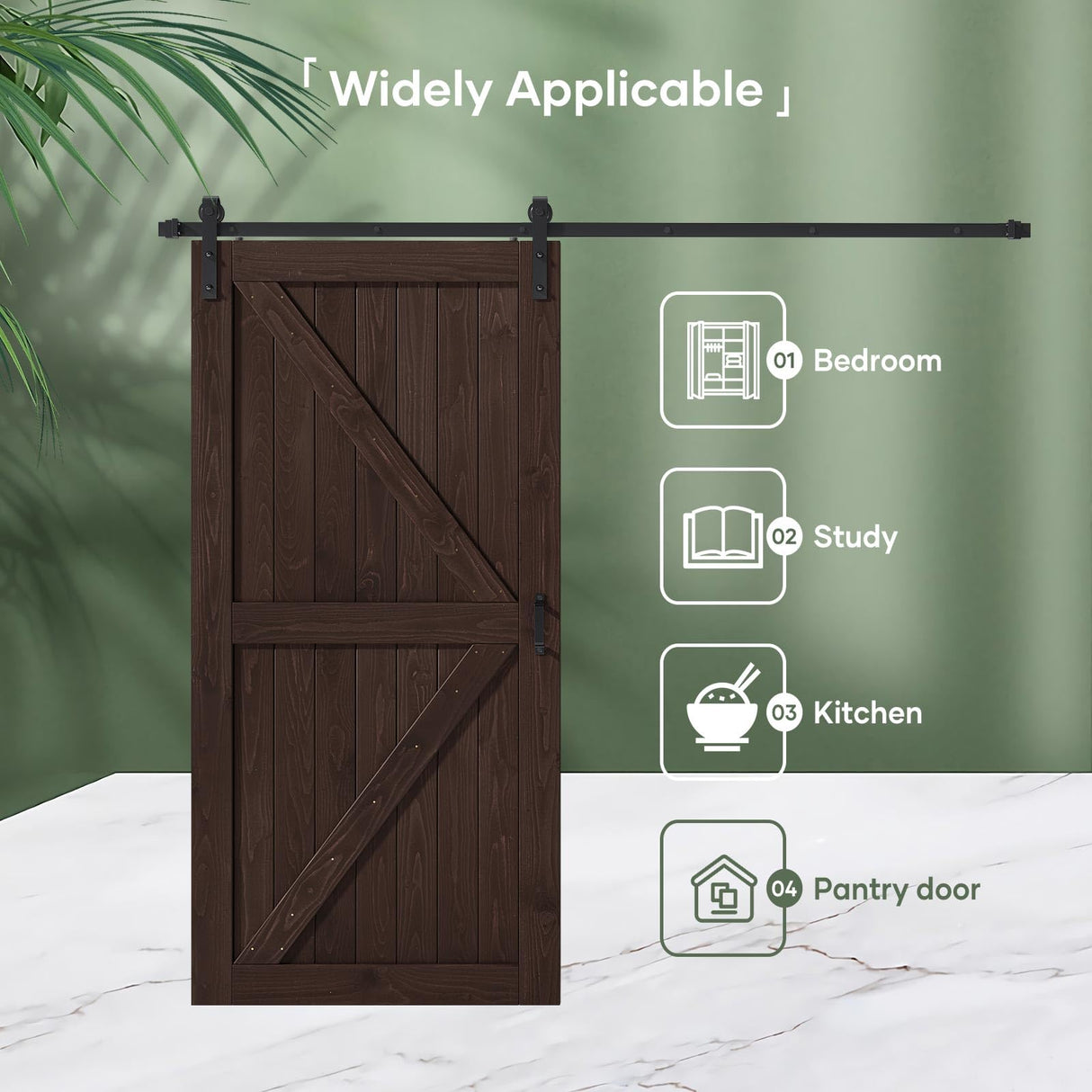 FREDBECK 42in x 84in Brown Barn Door with 7ft (84inch) Barn Door Hardware Track Kit and Handle Included, Double Surfaces,Simple Assembly is Required,K-Frame,Coffee FREDBECK