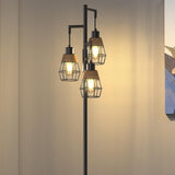 Oneach 68" Floor Lamps for Living Room, Stepless Dimmable Boho Floor Lamp with 3 Bulbs, Tall Farmhouse Industrial Corner Standing Tree Lamp for Bedroom, Office, Study Room, Dining Room, Black Oneach