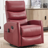 Rocker Recliner Chair with Heat, 360° Swivel Glider for Adults, Faux Leather Reclining Chair with 8-Point Vibration Massage for Small Spaces, Lumbar Suppor (Red) Anwick