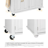 Finnhomy Rolling Kitchen Island With Drop Leaf, Thicken Rubberwood Top, Spice Rack, Towel Rack, Drawer, 43.3" Portable Mobile Kitchen Island Carts Table, Storage Cabinet, Both Wheels and Feet Included Finnhomy