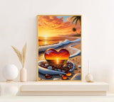 BYGFHLYW Beach Diamond Art Kits for Adults, Landscape Love Diamond Painting Kits for Adults Beginner, Round Full Drill Gem Painting Diamond Dot Gem Art Kit Home Wall Decor 12x16 inch BYGFHLYW