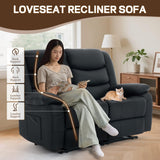 Korser Loveseat Recliner Sofa for RV Furniture and Theater Seating, Wall Hugger Loveseat Recliner, Oversized Loveseats Couch with Front Porckets&Side Pockets, Fabric, Black Korser