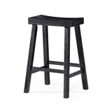 Maven Lane Kitchen Bar Stool, Modern Farmhouse Wood Counter Barstool, Kitchen Island Counterstool, Counter Height Bar Stools For Kitchen, Wide Seat Backless Bar Stools, Vincent 26 Inch, Antiqued Black Maven Lane