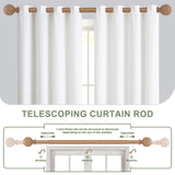 HTZON Wood Curtain Rods for Windows 48 to 84 Inch,1 Inch Wood Grain Ball Adjustable Curtain Rod,Boho Heavy Duty Curtain Rods,Farmhouse Rustic Single Window Curtains Rods,Brown Drapery Rods Set 36-88" HTZON