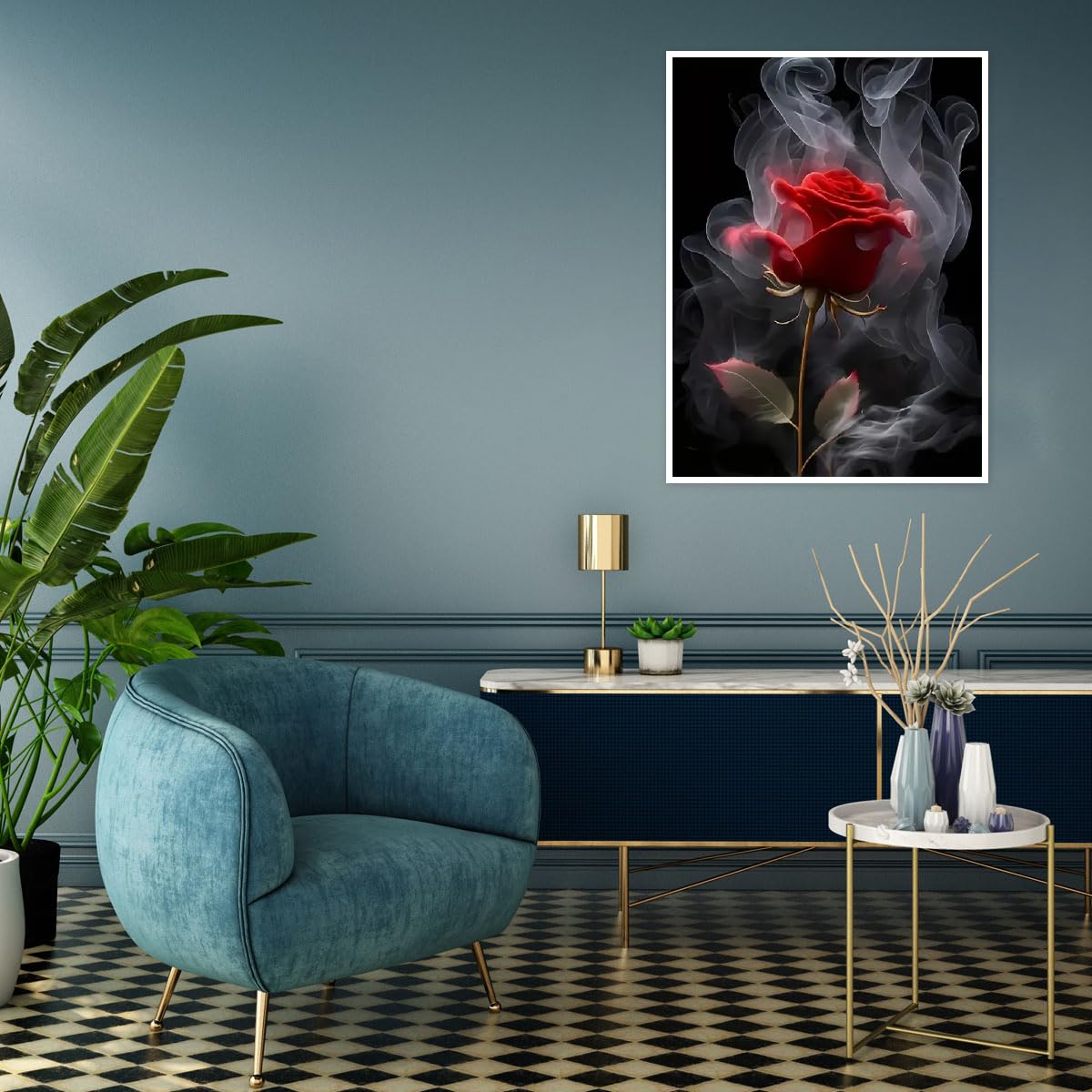 MOMDEDP 5D Rose Diamond Painting Kits for Adults Beginners, Red Flower Diamond Art Kit,DIY Full Round Drill Diamond Dot Gem Art Kits for Adults,Home Wall Decor 12x12 Inch MOMDEDP