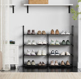 FIDUCIAL HOME 4 Tiers Shoe Rack Organizer 16-20 Pairs Stackable Shoe Storage Shelf Durable for Closet Entryway, Black FIDUCIAL HOME