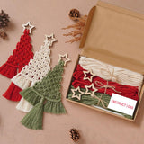 mdgfge 3 Pack Christmas Tree DIY Macrame Kit, Christmas Macrame Woven Boho Christmas Tree Decorative Hanging Ornaments Assembled DIY Kits for Beginners Xmas Holiday Party Wall Hanging Supplies mdgfge