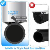 Gaahing 0.19" P-Bulb Garage Door Bottom Seal Strip - Replacement Impact Buffer Weatherstripping, Fits Single Track Overhead Door (9.8FT, Black) Gaahing